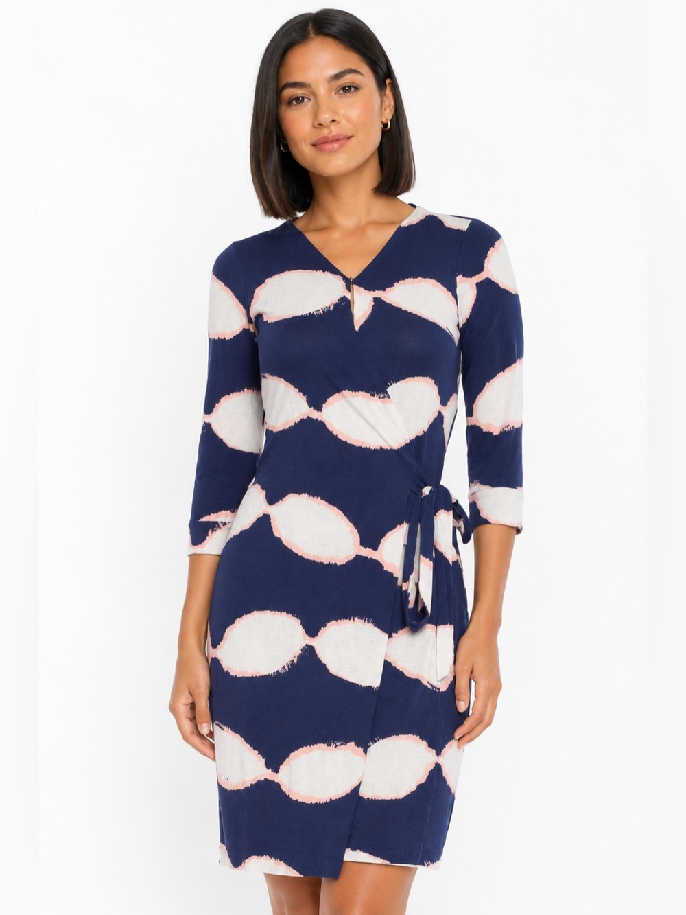 DVF S Classic 100% Silk Wrap Tie Dress Geometric Designer Luxury Flowy Feminine